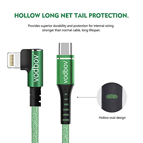 USB-C to Lightning Braided Charging Cable Duo – Fast Charging 90 Degree Right Angle Cord for i Phone – MFi Certified, Durable 10 ft & 6 ft Lengths in Sage Purple – Optimal Comfort & Style for Gaming and Daily Use