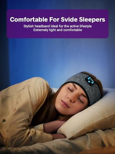 Fulext Bluetooth Sleep Headphones Headband – Ultimate Comfort for Side Sleepers, Thin HD Stereo Sound Quality – Ideal for Insomnia Relief and Travel Convenience – Perfect Gift for Men and Women – Enhanced Compatibility, Long-Lasting Battery Life for All Night Relaxation