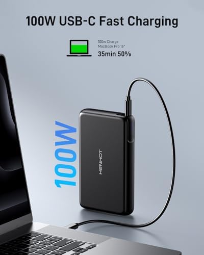 High-Power 100 W Portable Charger – 30000 m Ah Universal Battery Pack with USB-C PD Fast Charging for Laptops, Tablets, and Smartphones – Ideal for Dell, Mac Book, HP, Asus, Lenovo, Steam Deck, Switch, i Phone, Galaxy, and i Pad – Ultimate Travel Companion with Enhanced Efficiency
