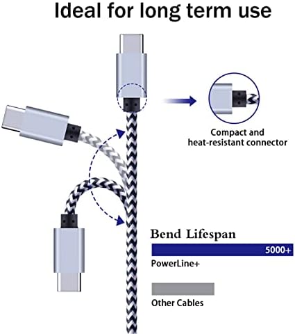 Ultra-Fast Quick Charge 3.0 Wall Charger for LG Smartphones – Seamless Compatibility for Stylo 4/5/6, G Series, Velvet 5 G & More – Durable Nylon Braided USB Type C Cable Included – Safety Features for Hassle-Free Charging Experience – Ideal for On-the-Go Professionals and Students