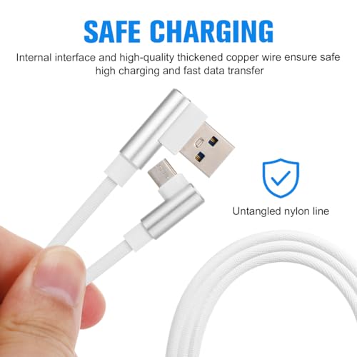 90-Degree USB Micro Cable – 1 m Nylon Braided Right Angle Charger for Universal Phones – Fast 2.4 A Data Transmission – Durable & Tangle-Free Connectivity Solution for Enhanced Performance