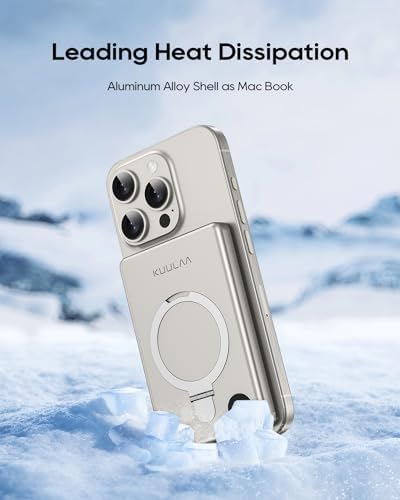 Kuulaa 10000 m Ah Magnetic Power Bank with LED Display – PD 20 W Fast Charging, Ultra-Slim Portable Charger for i Phone 16/15/14/13/12 – Mag Safe Wireless Battery Pack with Built-in Stand for Enhanced Mobility and Convenience