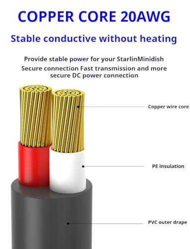 Starlink Mini Power Cable 10 FT USB-C to DC5521 – Heavy Duty 20 AWG Waterproof Outdoor Cable with IP68 Rating, Compatible with 100 W Power Banks and PD Chargers, Featuring Surge Protection for Reliable Satellite Internet Connectivity in Any Environment