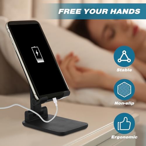 24 Pcs Cell Phone Stand Desk Table Adjustable Angle Height Phone Stand Foldable Portable Mobile Holder Silicone Pad Smartphone Tablet Holder Bulk for Office Travel Filming Photography – Enhanced Compatibility and Speed