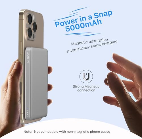 Ultra-Slim Magnetic Wireless Power Bank – 5000 m Ah High-Speed 20 W PD Charger for i Phone 16, 15, 14 & More – Lightweight Portable Battery Pack with USB-C Cable – Ideal for Air Pods & Apple Watch – Premium Safety Features for Reliable On-the-Go Charging – Effortless Compatibility with All Type-C Devices
