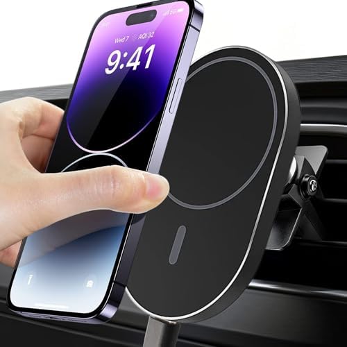 Magnetic Wireless Car Charger & Holder for i Phone 16/15/14/13/12 & Qi-Enabled Android – Stellar 360° Rotation, Fast Type C Power, Secure Magnetic Grip, Effortless Navigation & Connectivity, Sleek Black Design for Ultimate Convenience