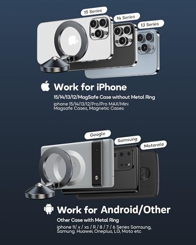 Premium Magnetic Car Phone Holder with 360° Rotation for i Phone & Android – Mag Safe Compatible Metal Mount in Elegant Golden Finish – Secure Grip for Safe Navigation and Hands-Free Calling – Ideal for i Phone 16, 15, 14, 13 Pro Max and More – Enhances Driving Safety with Stylish Design