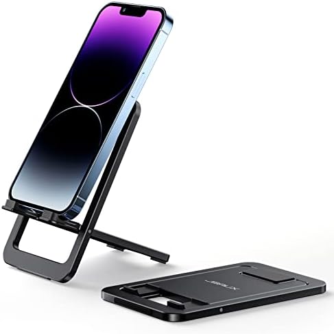 JSAUX Cell Phone Stand [2-Pack] Foldable Aluminum Adjustable Phone Holder for Desk Portable Travel Holder Office Desk Accessories Compatible with iPhone 15 14 13 12 11 Pro Max X Samsung S24 S23 Grey – Enhanced Compatibility and Speed