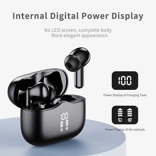 Premium Bluetooth 5.3 Wireless Earbuds with Deep Bass and 40-Hour Playtime – IP7 Waterproof In-Ear Headphones Featuring 4 HD Microphones for Crystal-Clear Calls and Ergonomic Comfort – Ideal for Android & i OS Users in Vibrant Green
