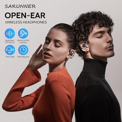Open Ear Wireless Sport Headphones with Bluetooth 5.3 – IP55 Waterproof Earbuds Featuring LED Display and Touch Controls for Active Fitness – Ultimate Awareness and Comfort for Running, Cycling, and Gym Workouts