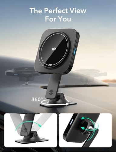 Transform Your Driving Experience with the ESR Qi2 15 W Mag Safe Car Mount Charger – Universal Dashboard & Tesla Compatible Magnetic Wireless Charger for i Phone 16/15/14/13/12 – Adjustable Phone Holder for Optimal Viewing – Fast Charging & Enhanced Safety Features