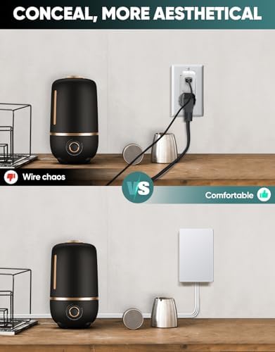 Revolutionize Your Power Access with the Outlet Concealer Power Strip – 3 AC Outlets, 5 ft Flat Plug Extension Cord for Home, Office & Kitchen – Child & Pet Safe Design, Universal Compatibility, 1625 W Capacity, Ideal for Streamlined Electronics Management