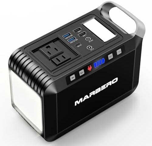 MARBERO High-Capacity Portable Power Bank with AC Outlet – 24000 m Ah Emergency Battery Pack for Outdoor Adventures, Home Office, and Hurricane Preparedness – Peak 120 W/110 V Charger for Laptops and Devices, Fast Charging with Multiple USB Ports