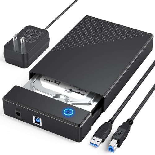 CLAVOOP 3.5-Inch SATA Hard Drive Enclosure – USB 3.0 External Case for Enhanced 20 TB Data Storage & Recovery, Optimal UASP Support for Fast File Transfers, 12 V 24 W Power Adapter Included, Ideal for PS5 and Xbox Compatibility