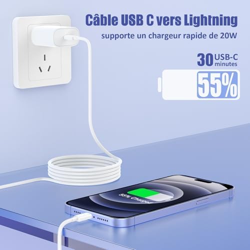 Premium 4 Pack USB C to Lightning Charging Cables – 6 FT Fast Charging Cord for i Phone 14 & Earlier Models – Durable, High-Performance Replacement for Apple Charger – Enhanced Compatibility for Quick Charge Needs – Perfect for Home, Office, and Travel Use