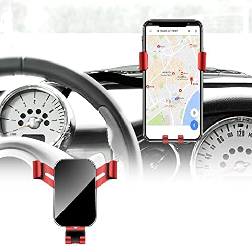 KUNGKIC Aluminum Car Cradle for Mini Cooper R50 R52 R53 – Versatile Rotatable Phone Holder with Foldable Design, Fits 3.5-5.5 Inch Smartphones – Stylish Red Interior Accessory for Enhanced Driving Experience and Safety
