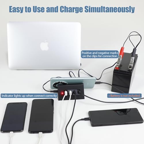 Le Motech Ultra-Fast Multi-Port USB Power Adapter – Compact 12 V/24 V to 5 V DC Converter for i Phone, Android, and Tablets – Versatile Charging Station for Travel and Outdoor Use – Reliable Power Solution with Four USB Ports for Quick Device Charging