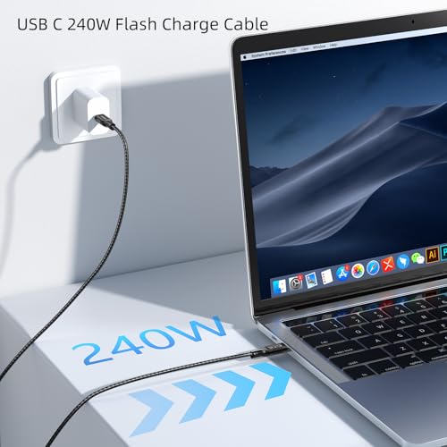USB C 90 Degree Right Angle Cable 3.3ft 2-Pack, 240W PD Fast Charging 40Gbps Data Transfer 8K/4K Video USB C Cable for Thunderbolt 4/3 MacBook for iPhone 15 iPad Samsung Galaxy Other Type C Devices – Enhanced Compatibility and Speed