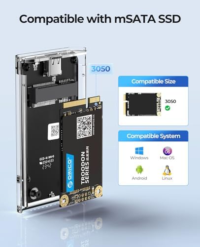 Transform Your Data Storage with ORICO USB 3.0 m SATA SSD Enclosure – Lightning-Fast 5 Gbps Transfer Speeds, Seamless Compatibility, and UASP Trim Support for Up to 2 TB SSDs – Portable Transparent Design for Effortless Access and Monitoring – Ideal External Adapter for Professionals and Personal Use