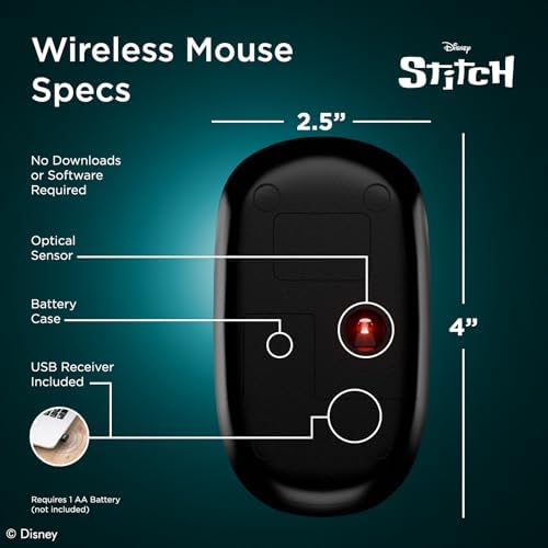 Discover Fun and Functionality with the i Joy Disney Lilo and Stitch Bluetooth Ergonomic Wireless Mouse – Perfect for Laptops and Mini PCs, Ideal Gift for Stitch Fans! Enhance Your Work Experience with Comfortable Design, Whimsical Style, and High-Speed Tracking for Effortless Navigation – The Ultimate Cute Computer Accessory for Everyone!