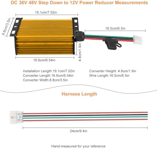 High-Performance 12 V DC-DC Voltage Reducer | 30 A 360 W Converter for Golf Carts & LED Lighting – Versatile Compatibility with 36 V-96 V Systems for Enhanced Efficiency and Reliability