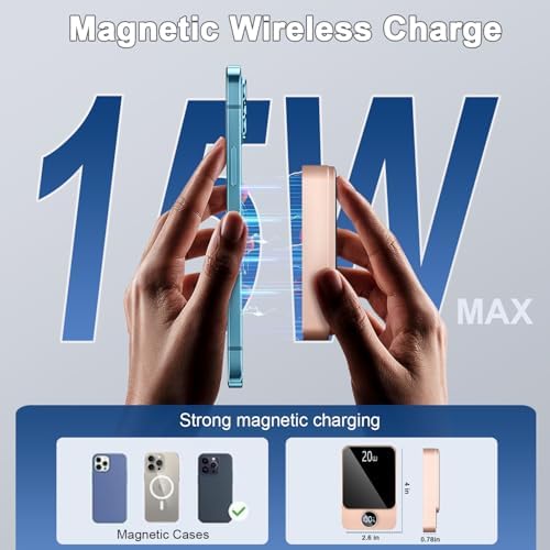 Magnetic Power Bank 10000 m Ah with PD 20 W Fast Charging – Ultra-Compact Portable Charger Compatible with Mag Safe for i Phone 12/13/14/15/16 Pro/Pro Max, Samsung, and Android Devices – Rapid Charging Solution for On-the-Go Power Needs