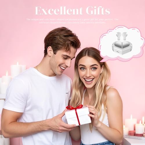 Stylish Rose Gold Heart Wireless Earbuds for Girls – Mini Bluetooth Earbuds Designed for Small Ears, Perfect for Kids & Women – Lightweight, Comfortable Fit with Superior Sound Quality for i Phone & Android, Ideal for Travel & Everyday Use