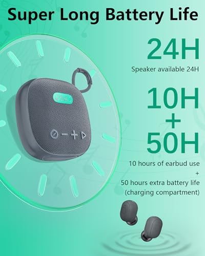 ONES Mus Play 2-in-1 Wireless Speaker and Earbuds: Premium Hi-Res Sound Experience with 24-Hour Speaker & 60-Hour Earbud Battery Life, Versatile Bluetooth/AUX/MP3 Connectivity, Dual Game & Music Modes for Enhanced Audio Engagement, Compact Design for Ultimate Portability
