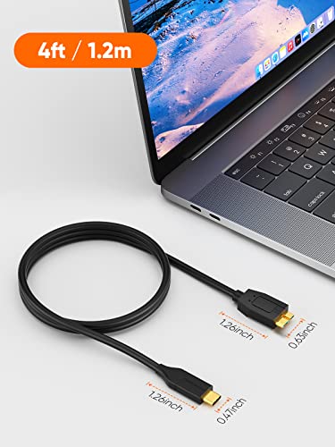 High-Speed 1 FT USB C to Micro B Cable – 10 Gbps Data Transfer for i Phone 15, Seagate & WD External Hard Drives – Durable Braided Design for Enhanced Connectivity & Reliability – Perfect Length for Travel & Desk Use – USB 3.1 Type C Compatible