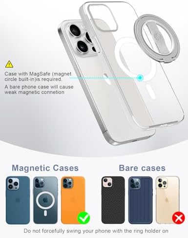 EWA Mag One 3 rd Gen Magnetic Phone Grip Stand – Sleek Black Design for i Phone 16, 15, 14, 13, 12 Series – Enhance Stability with Removable Magnetic Ring Holder and Integrated Finger Strap – Ultimate Hands-Free Kickstand for Streaming and Texting