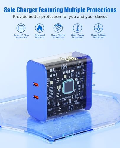 Ultra-Fast 40 W Dual-Port USB-C Charger with 4 Premium 6 FT Cables | Perfect for i Phone 16/15 Pro Max, i Pad Pro & Samsung S24 | Compact, Travel-Ready Design for Effortless Charging | Experience Rapid Power Delivery & Versatile Compatibility for All Devices
