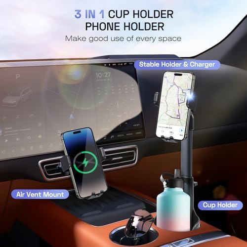 Transform Your Driving Experience with the 3-in-1 Wireless Car Charger Cup Holder Phone Mount – 15 W Fast Charging, Effortless Auto-Clamping, Universal Compatibility for i Phone & All Smartphones – The Ultimate Convenience for On-the-Go Power and Accessibility