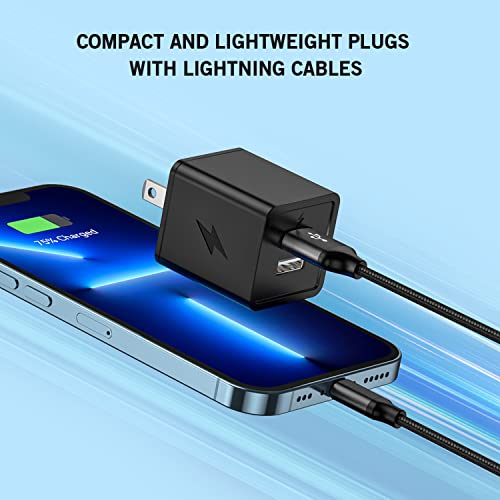 Ultra-Fast i Phone Dual Port Charger Set – 6 FT Lightning Cable & Compact Wall Plug Adapter for i Phone 14, 13, 12, 11 Pro Max, XS, X, 8, 7 Plus, SE & i Pad – Quick Charge Technology for Seamless Power on the Go