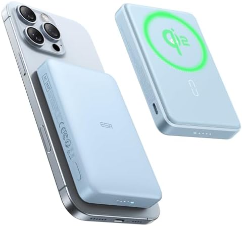 Ultra-Compact ESR Mag Safe Power Bank – 5,000 m Ah Fast Charging Battery Pack with Qi2 Certification – Slim 0.55 in Design for i Phone 16/15/14/13/12 – 15 W Wireless & 20 W USB-C Charger with Cable – Essential Travel Accessory for On-the-Go Power