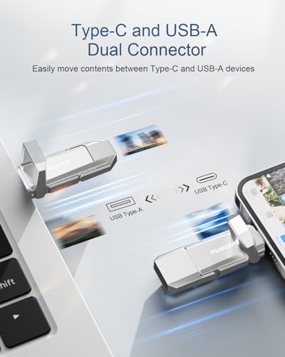 High-Speed 128 GB USB C Flash Drive – Dual USB-A and USB-C Memory Stick with 450 MB/s Transfer Rate for Effortless Data Storage Across Smartphones, Tablets, Computers & Game Consoles – Compact & Durable Design for Ultimate Portability