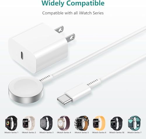 Revolutionary 2-in-1 Magnetic USB-C Charger for Apple Watch & i Phone – 3 ft Fast Charging Cable for Series Ultra/9/8/7/6/SE/SE2/5 & i Phone 14/13/12/11 Pro/Pro Max – Ultimate Convenience, Enhanced Compatibility, and Robust Durability for Modern Tech Users