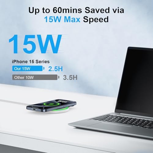 15 W Fast Wireless Charging Pad for Google Pixel, Moto Razr+, and Samsung Galaxy – Sleek, Universal Compatibility, and Smart Charging Indicators for Effortless Power-Up at Home or Office