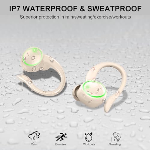 Ultimate Bluetooth 5.4 Sports Earbuds with 50-Hour Playtime, IP7 Waterproof Design, and Enhanced Deep Bass – Perfect for Fitness Enthusiasts and Runners in Vibrant Purple, Engineered for Unmatched Comfort and Superior Noise Cancellation