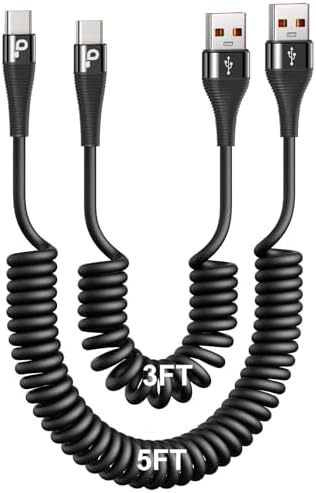 Revitalize Your Charging Experience with 2-Pack 3 ft Coiled USB C to USB A Fast Charging Cables – Perfect for i Phone 16/15, Samsung Galaxy S20/S10/S9/S8 Plus, and More – Durable, Tangle-Free Design for On-the-Go Power Solutions