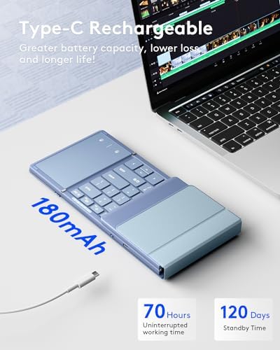 Samsers Portable Foldable Bluetooth Keyboard with Touchpad – Multi-Device Wireless Travel Companion for i OS, Android, Windows & Mac OS – Effortless Workflow with Bluetooth 5.1 and Long Battery Life – Perfect for On-the-Go Professionals