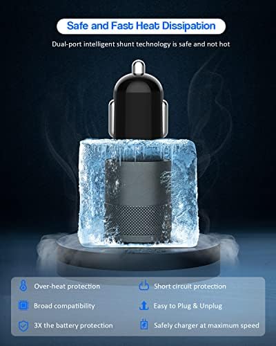 High-Performance i Phone Car Charger – Dual-Port 38 W USB-C & QC3.0 Fast Charging Adapter with 2 Lightning Cables, MFi Certified for i Phone 14, 13 Pro Max, 12, 11, X – Sleek Grey Design for Enhanced Compatibility and Efficiency on the Road
