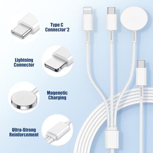 Premium 5 W Fast Charging USB C Cable for Apple Watch – 6 ft Magnetic Charger, MFi Certified, Compatible with Series SE2/8/7 & All Sizes 38 mm to 45 mm – Reliable & Efficient Power Solution for On-the-Go Users