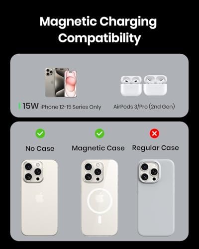 Elevate Your Charging Experience with the INIU 15 W Fast Magnetic Wireless Charger Stand – Sleek, Travel-Friendly Design for i Phone 12-16 and Air Pods, Featuring Adaptive Sleep-Friendly Light and Advanced Safety Features for Optimal Performance