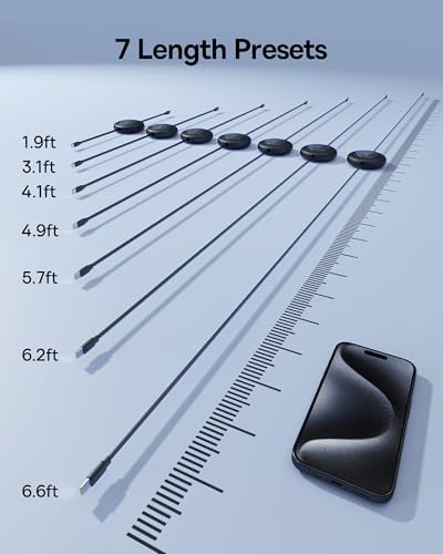 Baseus 100 W Retractable USB-C to USB-C Charging Cable – Versatile 6.6 ft Length with 7 Adjustable Stages for High-Speed Charging of i Phone 16/15 Pro Plus, Mac Book, i Pad Pro, Samsung S24/S23+ – Durable, Tangle-Free Solution for Home and Travel Charging Needs
