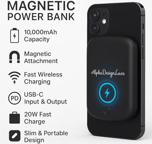 Magnetic 10,000 m Ah Power Bank – Ultra-Fast Wireless Charger for i Phone, Samsung, Android, Huawei, Xiaomi – Sleek Pink Portable Battery Pack with Mag Safe Compatibility for Effortless On-the-Go Charging