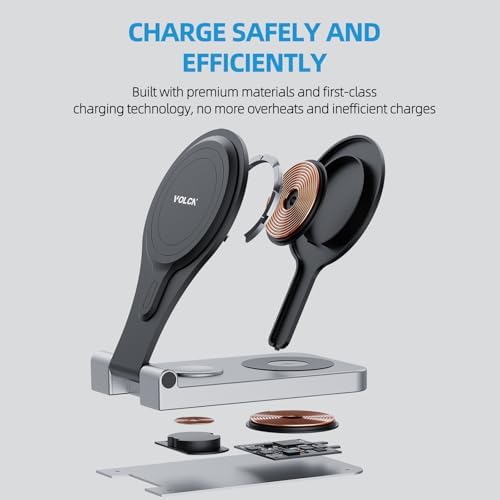 Revolutionize Your Charging Experience with the 3-in-1 Magnetic Wireless Charger – Foldable, Travel-Friendly Charging Station for i Phone 16/15/14/13/12, Apple Watch, and Air Pods – Mag Safe Compatible for Rapid Power-Up and Seamless Multi-Device Charging