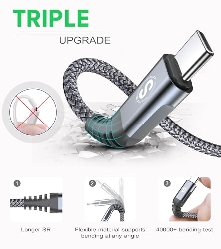 sweguard 100 W USB C to USB C Charger Cable [3.3 ft, 2-Pack] – Ultimate Fast Charging Solution for i Phone 15 & 16 Pro Max, Mac Book, i Pad Pro, and Samsung Galaxy S Series – Durable, High-Speed Compatibility for All Your Devices