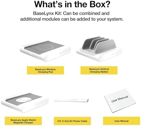 Scosche BLQP-XTSP Base Lynx Modular Qi-Certified Wireless Charging Hub – Fast, Customizable Charging Solution with Safety Features for Home and Office – Sleek Design for Effortless Device Powering and Enhanced Compatibility
