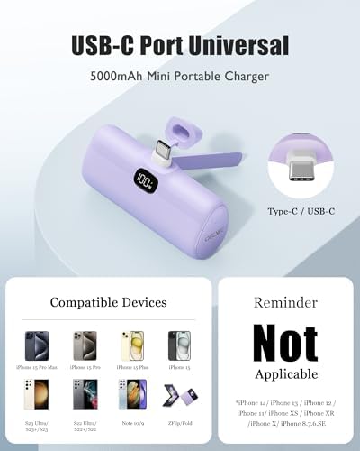 Ultra-Compact 5000 m Ah Mini Power Bank – 20 W Fast Charging Portable Charger for i Phone & Android – Lightweight Travel Essential with PD Compatibility & Smart Protection – Perfect for Short Trips, Camping, and Everyday Use