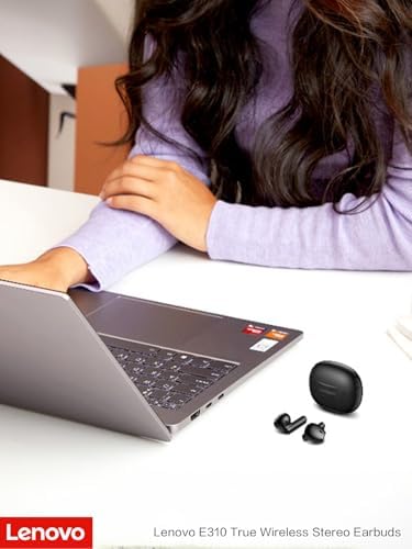 Lenovo E310 True Wireless Earbuds – Cutting-Edge Bluetooth 5.3 with Advanced Environmental Noise Cancellation for Crystal Clear Audio – 20-Hour Battery Life for All-Day Use & Comfortable Ergonomic Design – Ideal for Music Enthusiasts and Professionals in Stylish White Finish